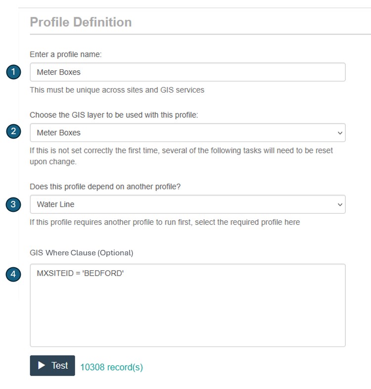 Profile Definition screen